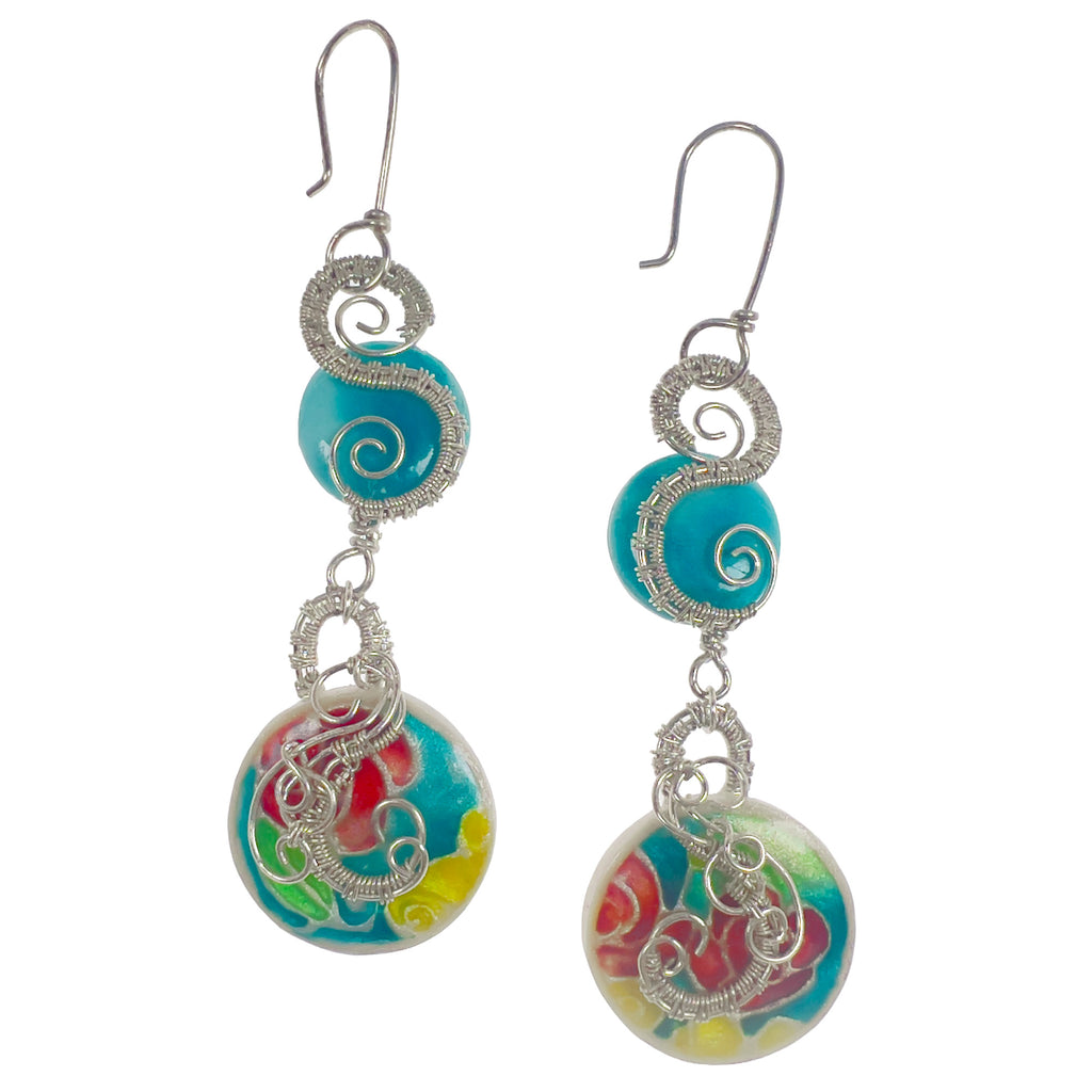 Disc Drop Earrings in Caribbean Dream