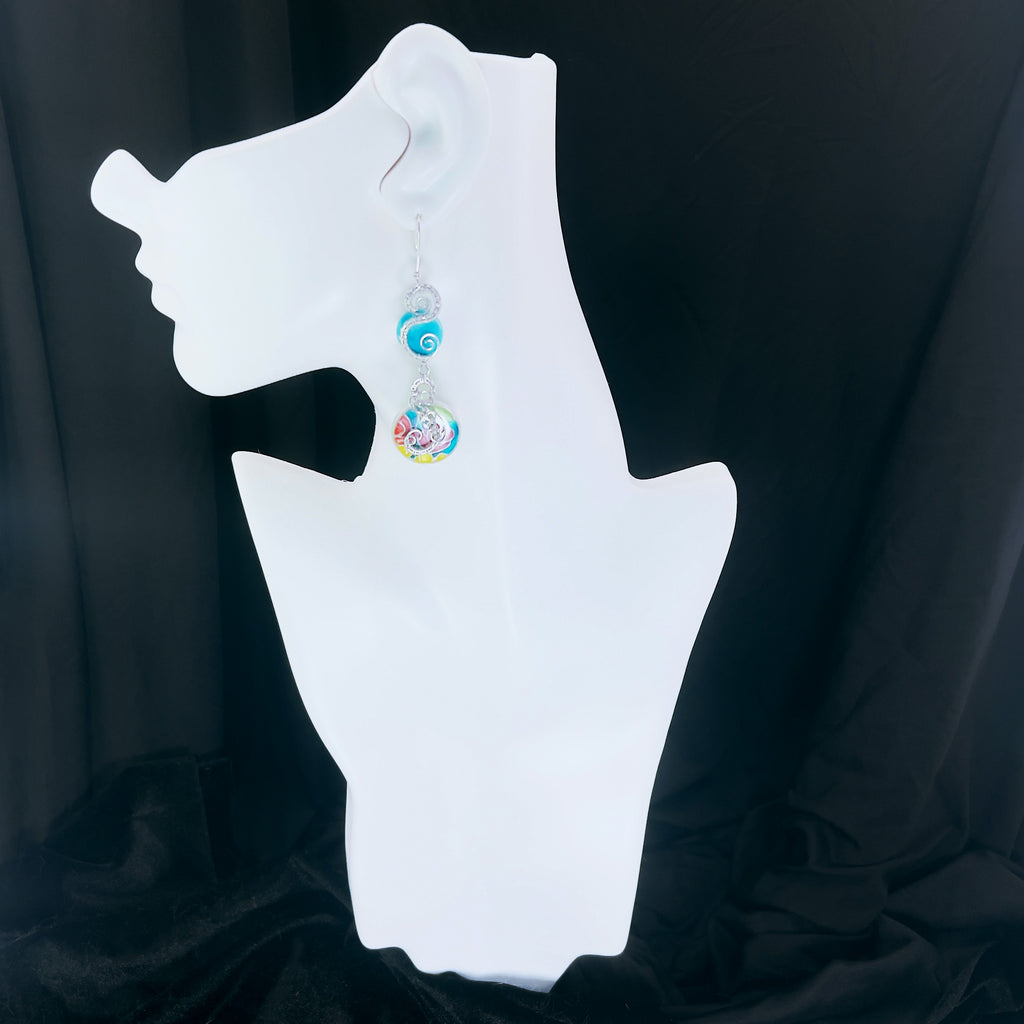 Disc Drop Earrings in Caribbean Dream